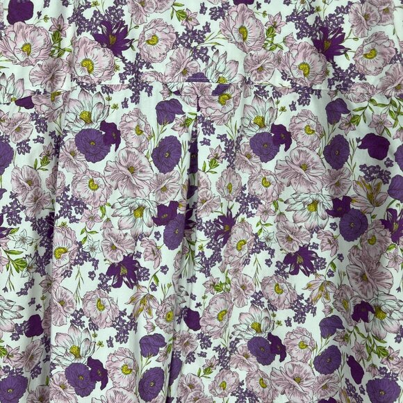 Duluth Tunic Top Womens 3X Lavender Floral Wrinklefighter Collarless Button Down - Picture 8 of 11
